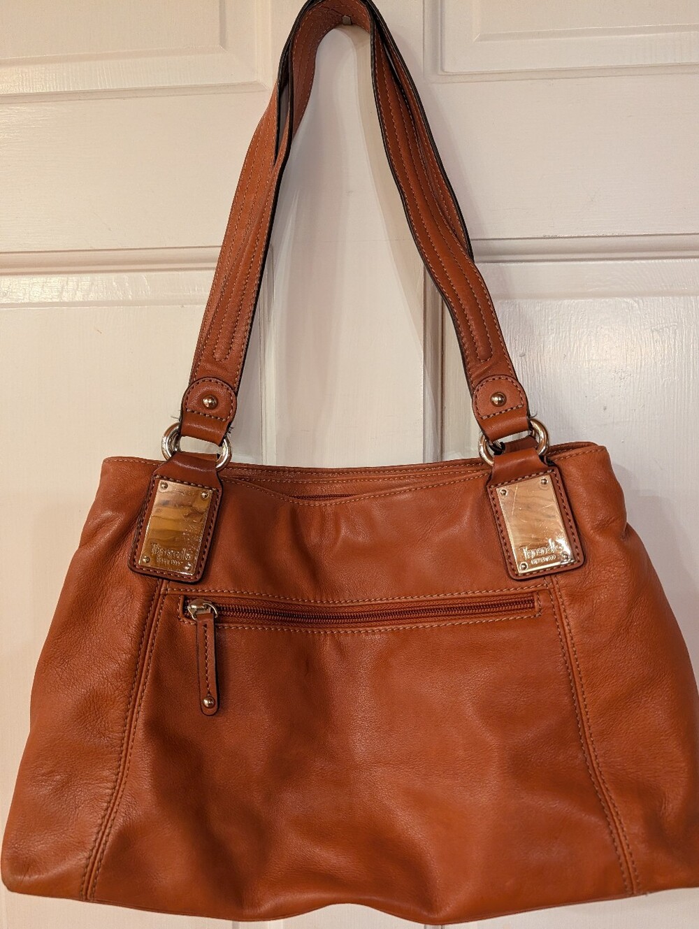 Tiganello Leather Burnt Orange Rectangular Shoulder Strap Bag Silver Hardware